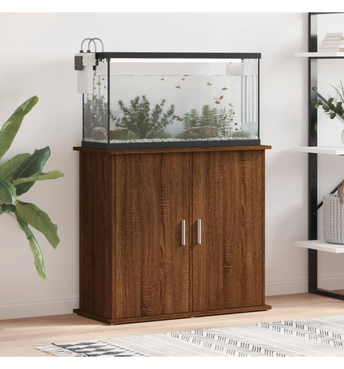 Support pour aquarium chêne marron 81x36x73cm bois d'ingénierie | Mobilier & Déco