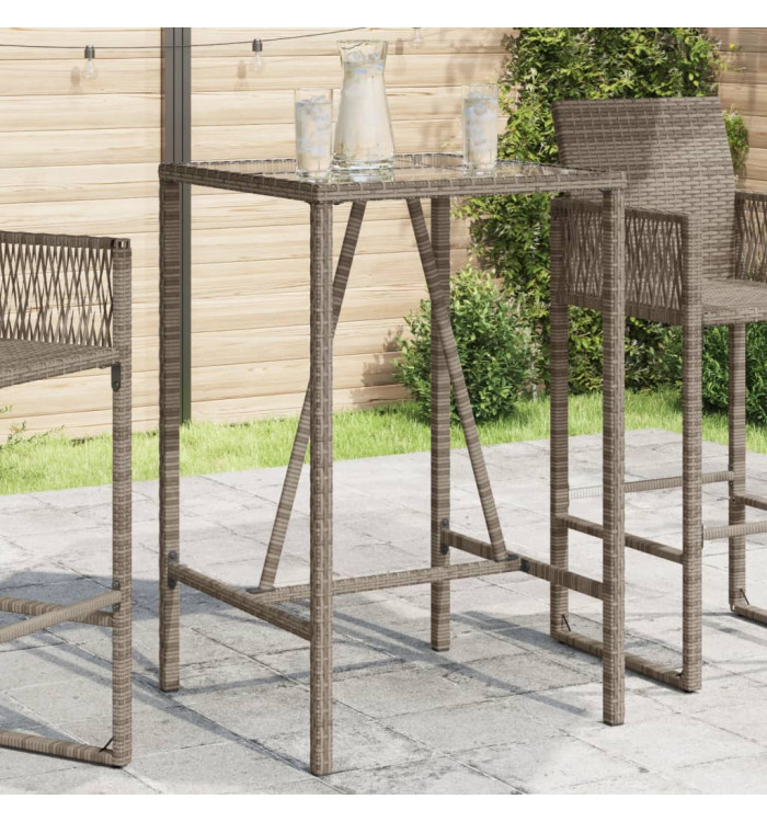 Table de bar d’extérieur gris 70x70x110 cm poly rotin | Mobilier & Déco
