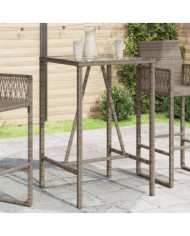 Table de bar d’extérieur gris 70x70x110 cm poly rotin | Mobilier & Déco