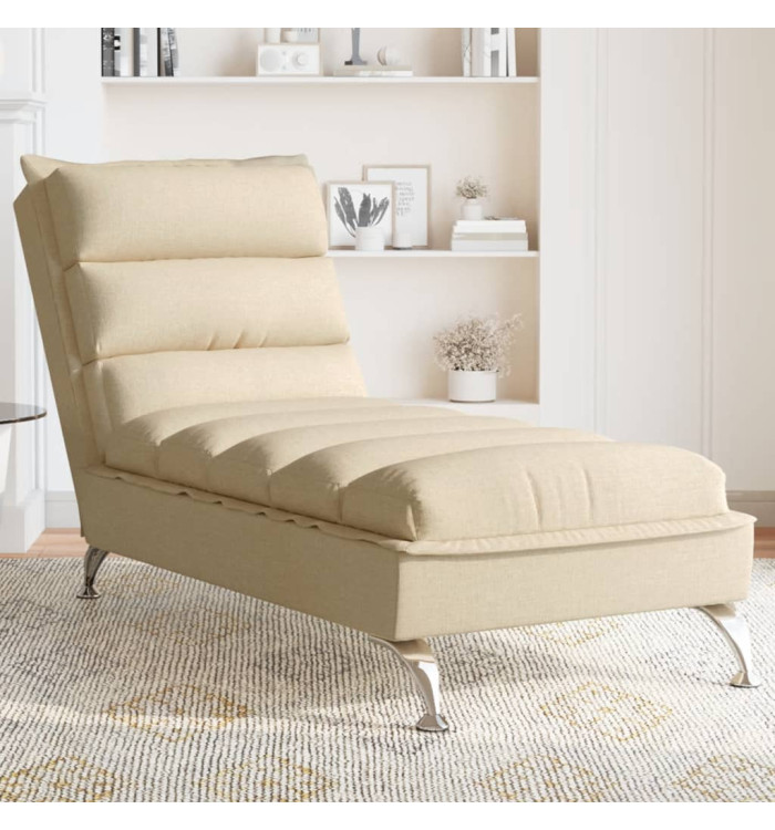 Chaise longue avec coussins crème tissu | Mobilier & Déco