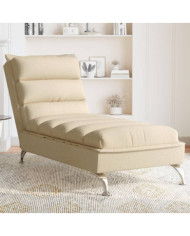 Chaise longue avec coussins crème tissu | Mobilier & Déco