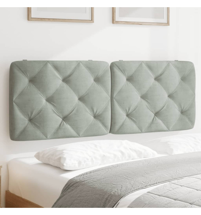 Coussin de tête de lit gris clair 140 cm velours | Mobilier & Déco
