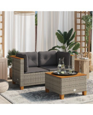 Canapés d'angle de jardin et coussins 2 pcs gris résine tressée | Mobilier & Déco