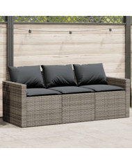 Canapé de jardin avec coussins 3 places gris résine tressée | Mobilier & Déco