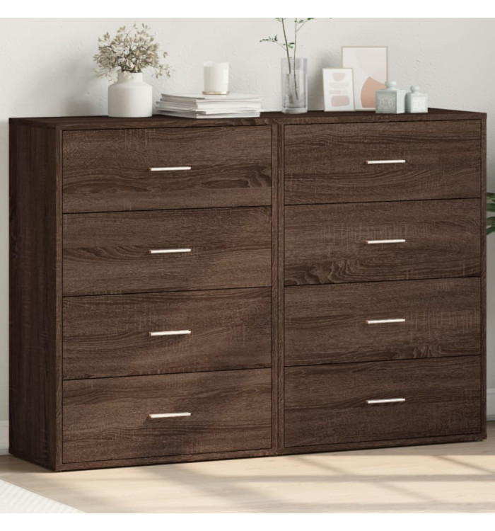 Buffets 2 pcs chêne marron 60x31x84 cm bois d'ingénierie | Mobilier & Déco