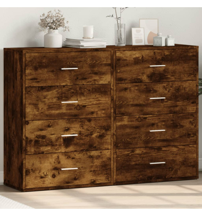 Buffets 2 pcs chêne fumé 60x31x84 cm bois d'ingénierie | Mobilier & Déco