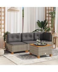 Canapé d'angle de jardin avec coussins gris résine tressée | Mobilier & Déco