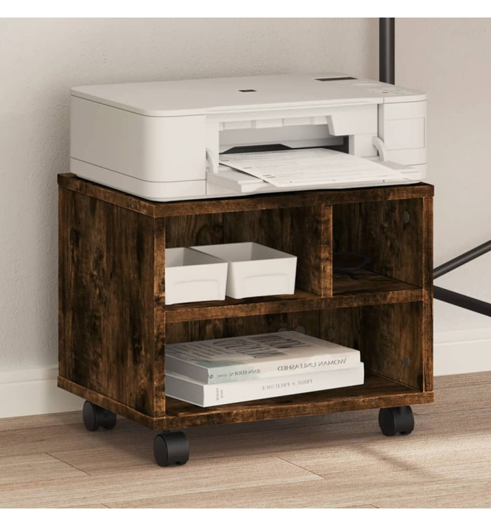 Support d'imprimante avec roulettes chêne fumé 41x32x34,5 cm | Mobilier & Déco