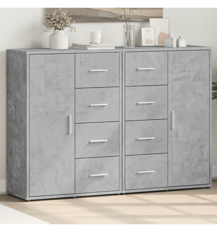 Buffets 2 pcs gris béton 60x31x84 cm bois d'ingénierie | Mobilier & Déco