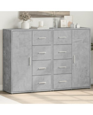 Buffets 2 pcs gris béton 60x31x84 cm bois d'ingénierie | Mobilier & Déco