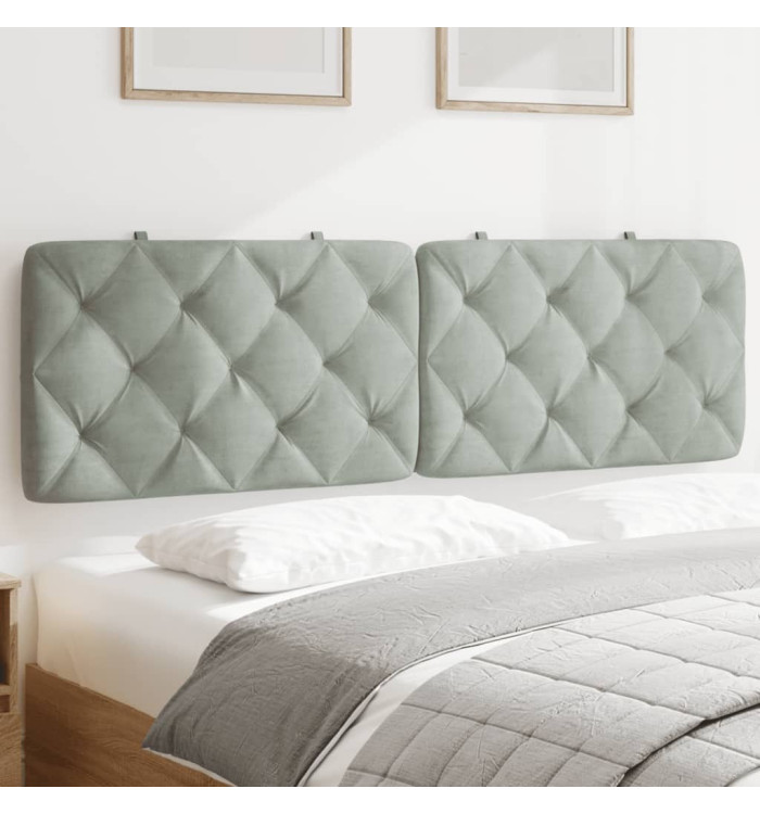 Coussin de tête de lit gris clair 160 cm velours | Mobilier & Déco