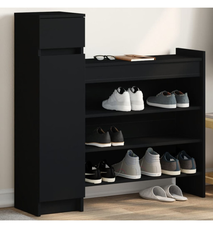 Armoire à chaussures noir 100,5x28x100 cm bois d'ingénierie | Mobilier & Déco