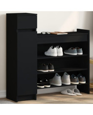 Armoire à chaussures noir 100,5x28x100 cm bois d'ingénierie | Mobilier & Déco