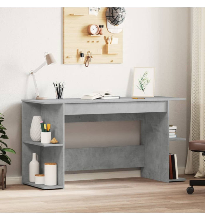Bureau gris béton 140x50x75 cm bois d'ingénierie | Mobilier & Déco