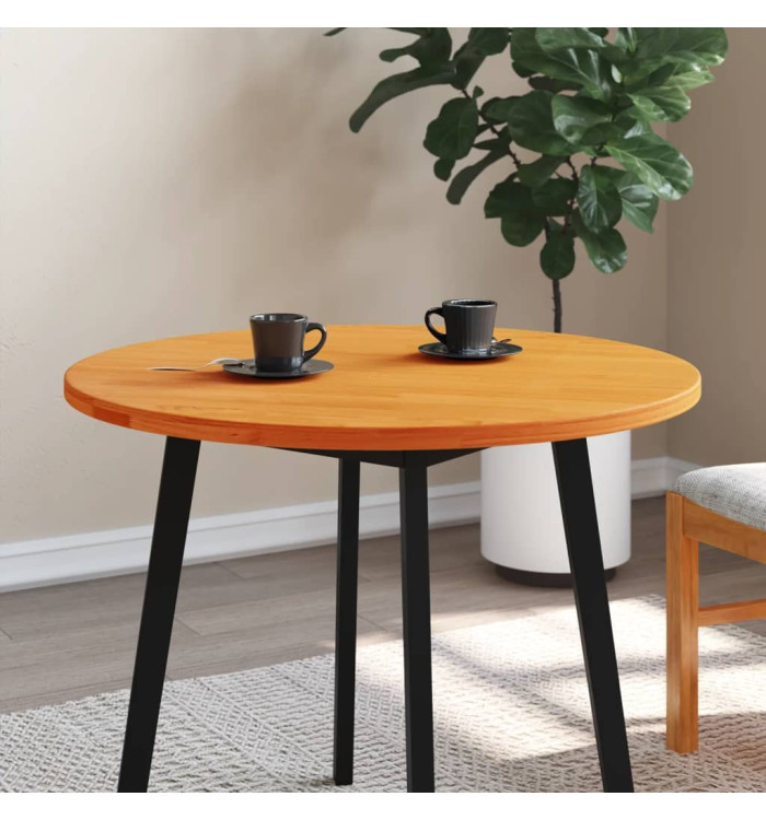 Dessus de table rond cire marron Ø80x2,5 cm bois de pin massif | Mobilier & Déco