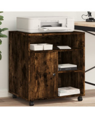 Support d'imprimante avec roulettes chêne fumé 60x50x67 cm | Mobilier & Déco