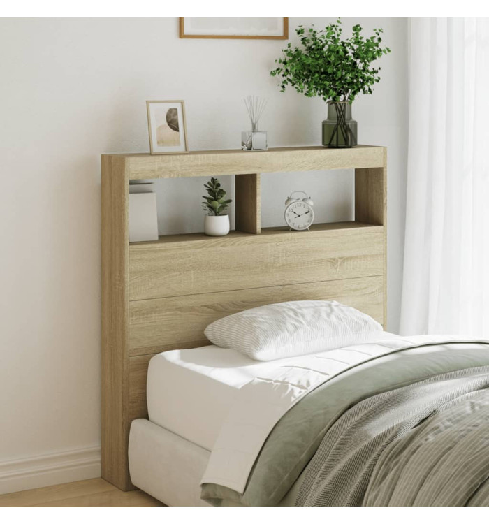 Armoire tête de lit avec LED chêne sonoma 100x17x102 cm | Mobilier & Déco