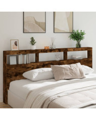 Armoire tête de lit avec LED chêne fumé 220x17x102 cm | Mobilier & Déco