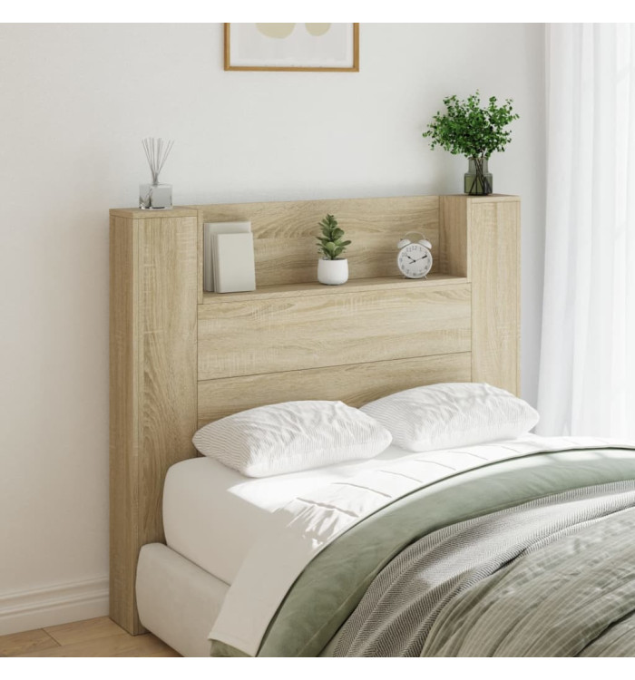 Armoire tête de lit avec LED chêne sonoma 120x16,5x103,5 cm | Mobilier & Déco
