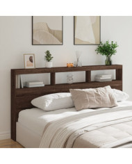 Armoire tête de lit avec LED chêne marron 200x17x102 cm | Mobilier & Déco