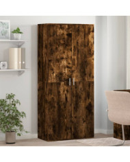 Armoire à chaussures chêne fumé 80x39x178 cm bois d'ingénierie | Mobilier & Déco