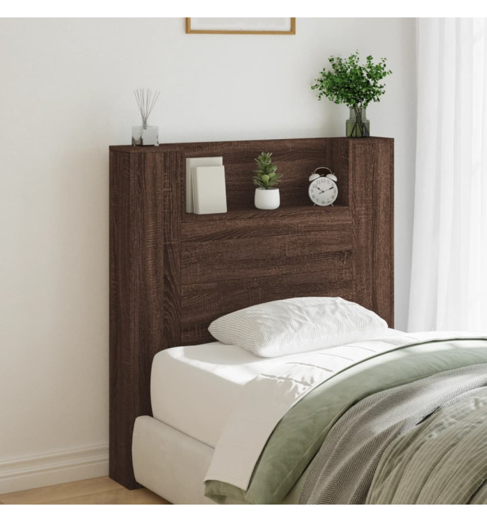Armoire tête de lit avec LED chêne marron 100x16,5x103,5 cm | Mobilier & Déco