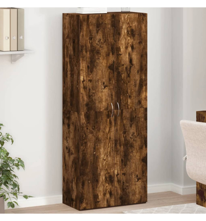 Armoire de classement chêne fumé 60x32x153 cm bois d'ingénierie | Mobilier & Déco
