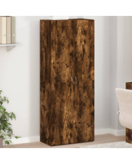 Armoire de classement chêne fumé 60x32x153 cm bois d'ingénierie | Mobilier & Déco