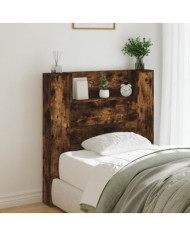 Armoire tête de lit avec LED chêne fumé 100x16,5x103,5 cm | Mobilier & Déco