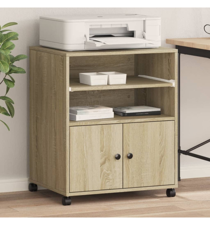 Support d'imprimante avec roulettes chêne sonoma 60x48x74 cm | Mobilier & Déco