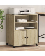 Support d'imprimante avec roulettes chêne sonoma 60x48x74 cm | Mobilier & Déco
