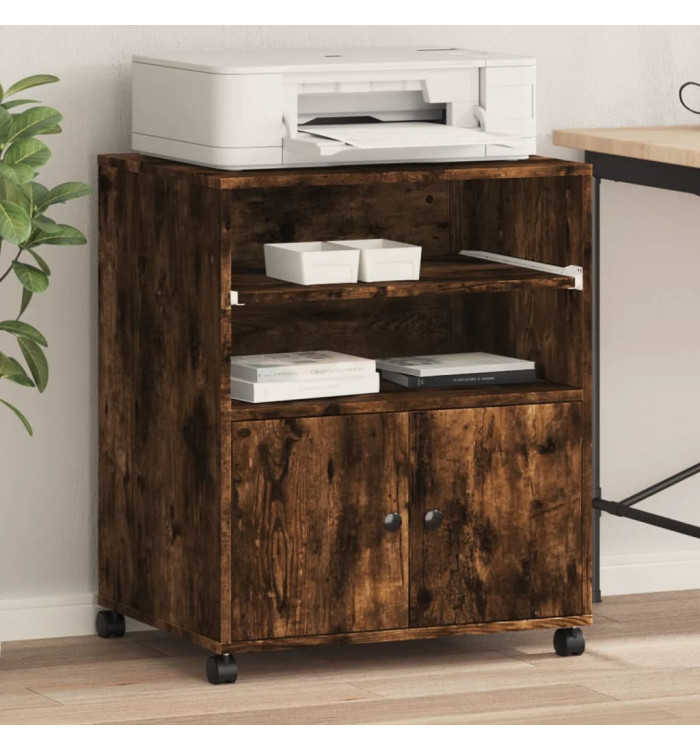 Support d'imprimante avec roulettes chêne fumé 60x48x74 cm | Mobilier & Déco