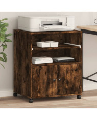 Support d'imprimante avec roulettes chêne fumé 60x48x74 cm | Mobilier & Déco