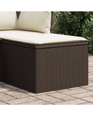 Tabouret de jardin avec coussin brun 55x55x37 cm résine tressée | Mobilier & Déco