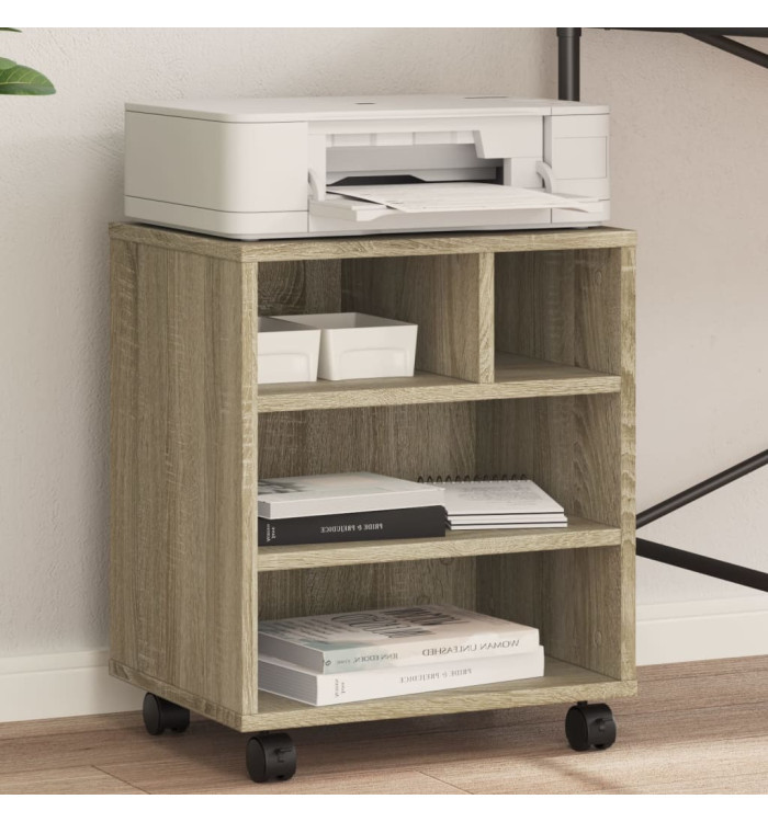 Support d'imprimante avec roulettes chêne sonoma 41x32x48 cm | Mobilier & Déco