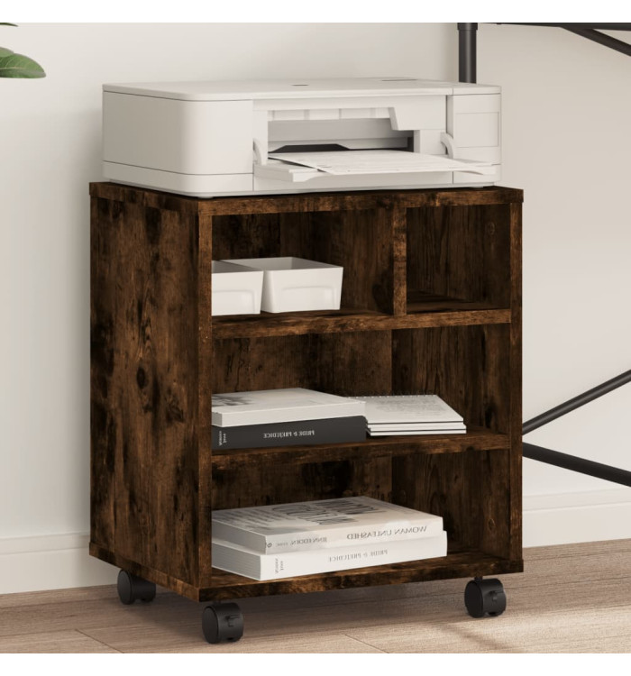 Support d'imprimante avec roulettes chêne fumé 41x32x48 cm | Mobilier & Déco