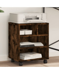 Support d'imprimante avec roulettes chêne fumé 41x32x48 cm | Mobilier & Déco