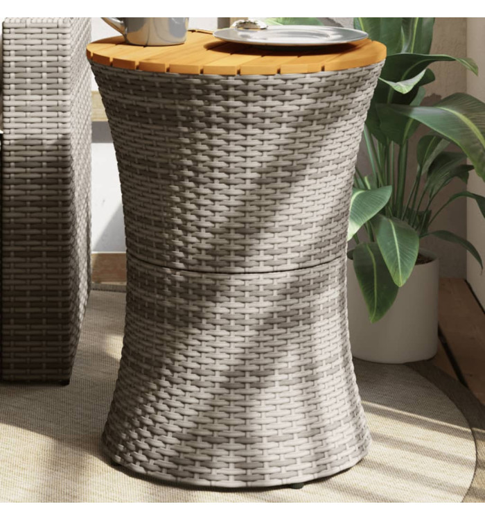 Table d'appoint de jardin forme tambour gris rotin bois massif | Mobilier & Déco