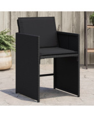Chaises de jardin lot de 4 avec coussins noir résine tressée | Mobilier & Déco