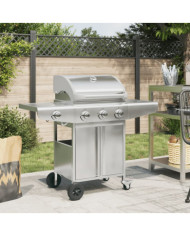 Barbecue gril à gaz avec 4 brûleurs argenté acier inoxydable | Mobilier & Déco