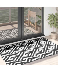 Tapis d'extérieur ARAKIL Blanc et noir 120x180 cm PP | Mobilier & Déco