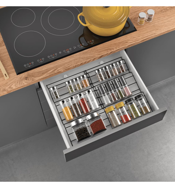 Metaltex Étagère à épices extensible à 4 niveaux X-Pand 2 pcs noir | Mobilier & Déco