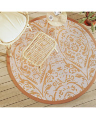 Tapis d'extérieur ARAKIL orange et blanc Ø160 cm PP | Mobilier & Déco