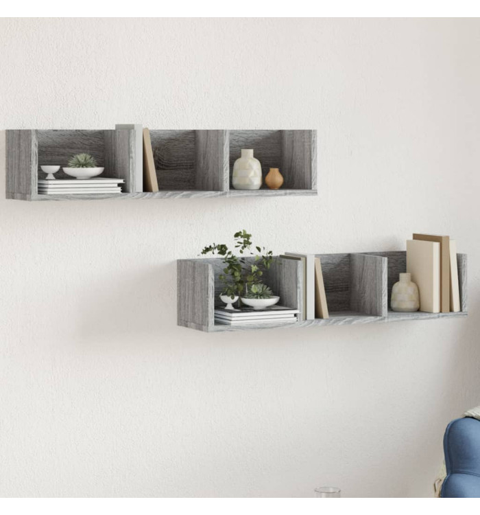 Armoires murales 2pcs sonoma gris 75x18x16,5 cm bois ingénierie | Mobilier & Déco