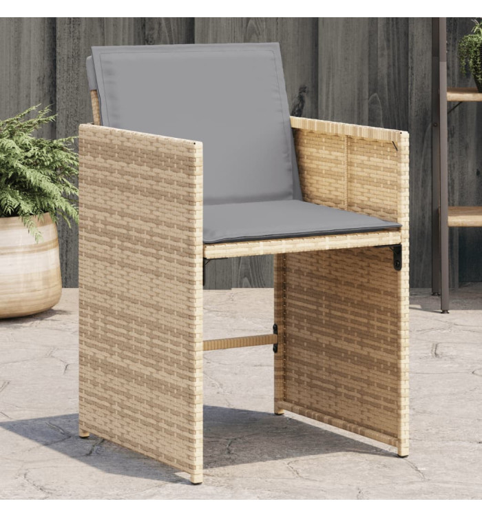 Chaises de jardin avec coussins lot de 4 mélange beige | Mobilier & Déco