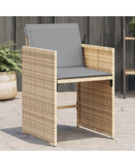 Chaises de jardin avec coussins lot de 4 mélange beige | Mobilier & Déco