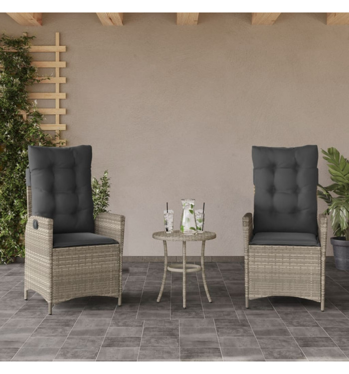 Chaises inclinables jardin lot de 2 et coussins résine tressée | Mobilier & Déco