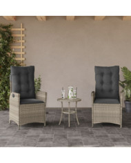 Chaises inclinables jardin lot de 2 et coussins résine tressée | Mobilier & Déco