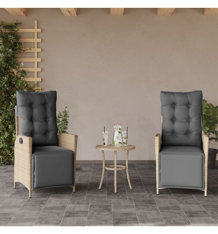 Chaises inclinables de jardin lot de 2 avec repose-pied rotin | Mobilier & Déco
