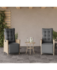 Chaises inclinables de jardin lot de 2 avec repose-pied rotin | Mobilier & Déco